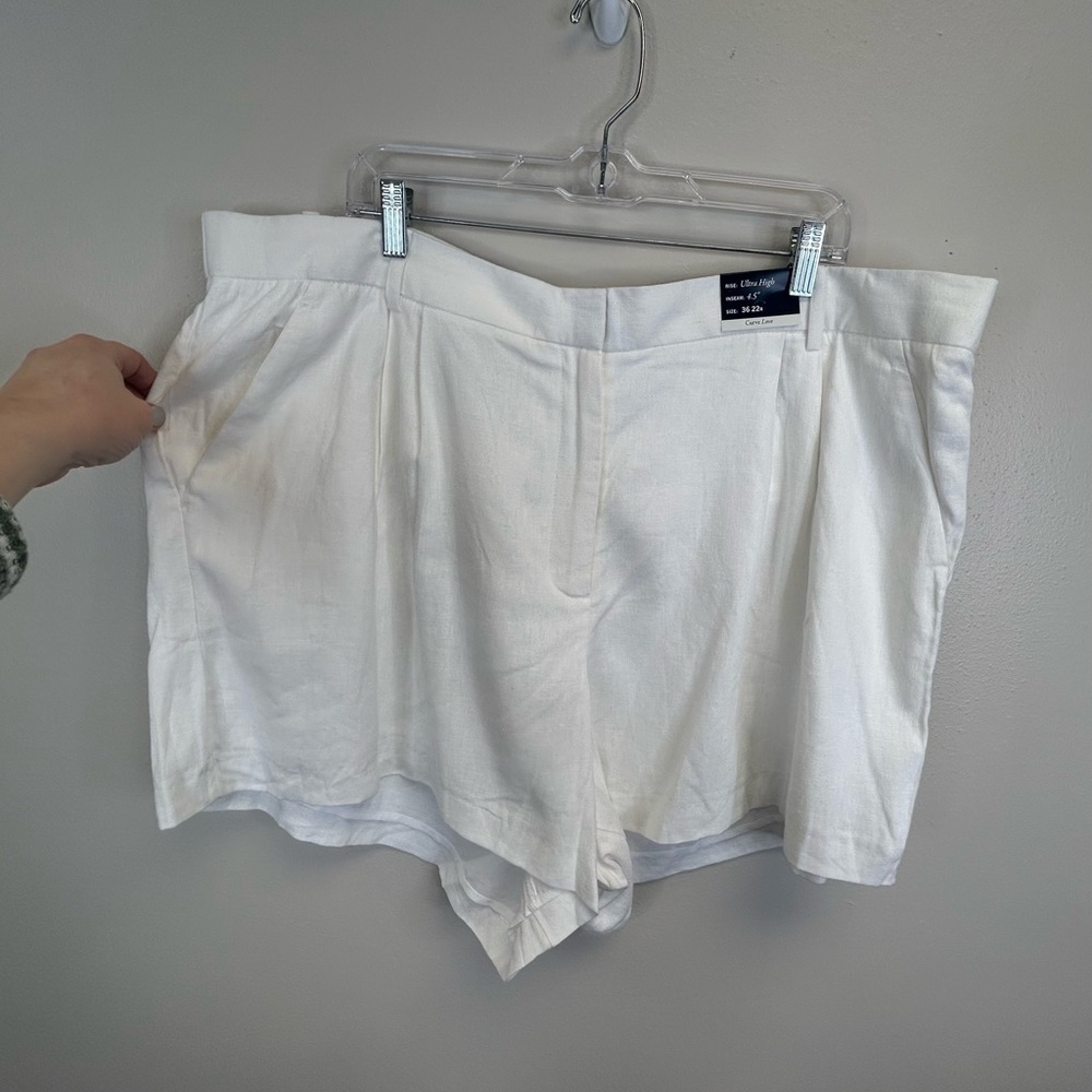 Abercrombie & Fitch NWT Women's White Linen Shorts Size 22 3X Beachy Travel New - Picture 5 of 10